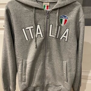 Italia Gray Zip-Up Hoodie Medium Unisex